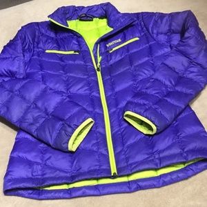 Marmot purple w/neon green puffer jacket